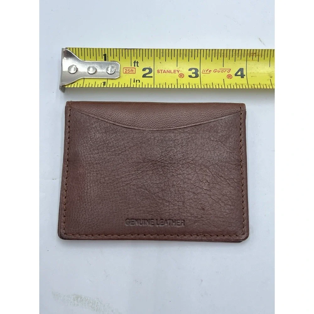 Genuine Leather Bifold Card Holder Wallet Brown ID Window Unisex